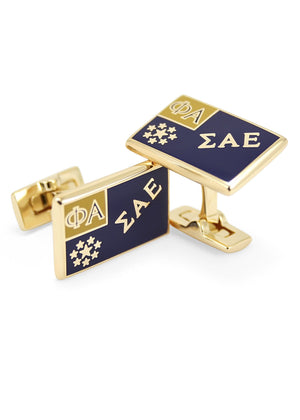 Accessories - Sigma Alpha Epsilon Gold Plated Flag Cufflinks
