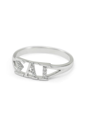 Accessories - Sigma Alpha Iota Sterling Silver Ring With Simulated Diamonds