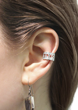 Earrings - Alpha Chi Omega Sterling Silver Ear Cuff With CZs