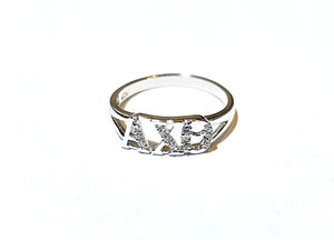 Alpha Chi Theta Sterling Silver Ring with CZs