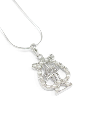 Necklace - Alpha Chi Omega Badge Pendant With Simulated Pearls