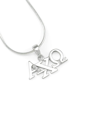 Necklace - Alpha Chi Omega Horizontal Lavaliere With Simulated Diamonds