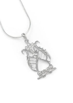 Necklace - Alpha Chi Omega Lyre Bird Pendant With Simulated Diamonds