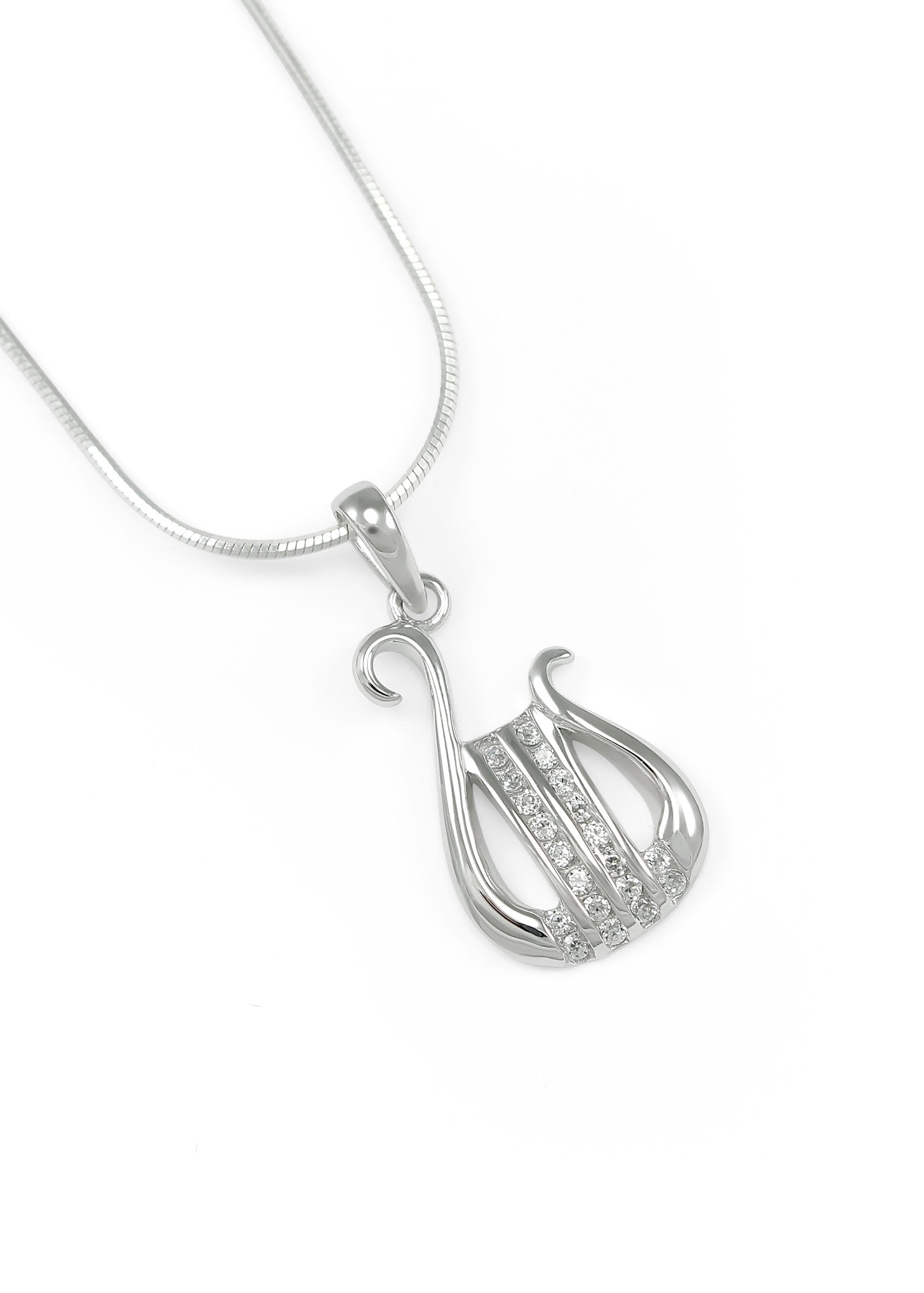 Sterling Silver Lyre Necklace/Pendant | ΑΧΩ Necklace - The