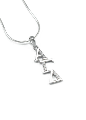 Necklace - Alpha Gamma Delta Diagonal Lavaliere With Simulated Diamonds