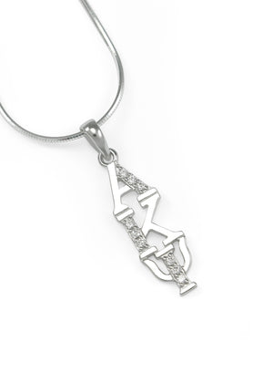 Necklace - Alpha Kappa Psi Sterling Silver Lavaliere With Simulated Diamonds