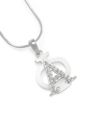 Necklace - Alpha Phi Badge Lavaliere With Simulated Diamonds