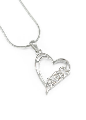 Necklace - Alpha Phi Omega Sterling Silver Tilted Heart Pendant