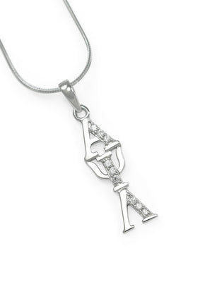 Necklace - Alpha Psi Lambda Sterling Silver Lavaliere With Simulated Diamonds