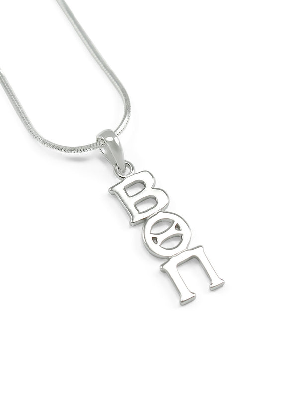 Beta Theta Pi Sterling Silver Lavaliere Pendant – Rhodium-Plated With 20" Chain, Greek Letters - View #8