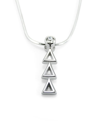 Necklace - Delta Delta Delta Sterling Silver Lavaliere With CZ Clear Crystal
