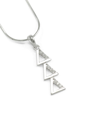 Necklace - Delta Delta Delta Sterling Silver Lavaliere With CZs