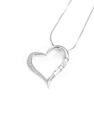 Necklace - Delta Gamma Angled Heart Pendant With Simulated Diamonds