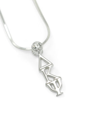Necklace - Delta Kappa Psi Sterling Silver Lavaliere With Clear CZ Crystal