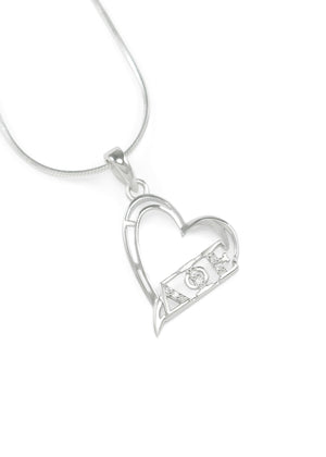 Necklace - Delta Phi Epsilon Heart Pendant With Simulated Diamonds