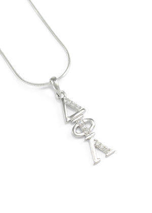 Necklace - Delta Phi Lambda Sterling Silver Lavaliere With Simulated Diamonds
