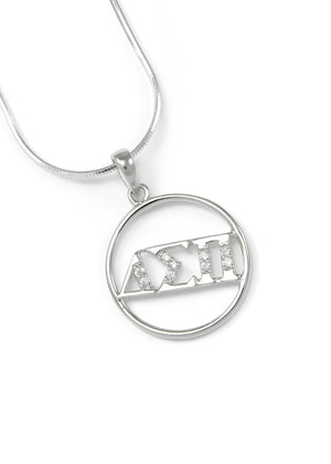 Necklace - Delta Sigma Pi Sterling Silver Round Pendant