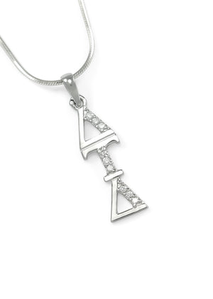 Necklace - Delta Tau Delta Sterling Silver Lavaliere With Simulated Diamonds