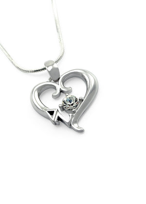 Necklace - Delta Zeta Sterling Silver Heart Pendant With Clear CZ Crystal