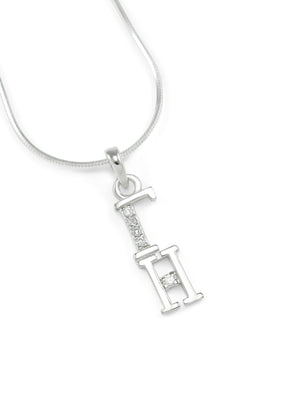 Necklace - Gamma Eta Sterling Silver Lavaliere With Simulated Diamonds
