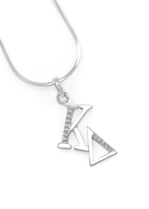 Necklace - Kappa Delta Sterling Silver Diagonal Lavaliere With CZs