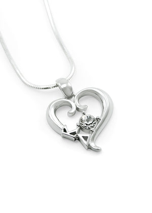 Necklace - Kappa Delta Sterling Silver Heart Pendant With CZ Crystal