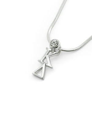 Necklace - Kappa Delta Sterling Silver Lavaliere With CZ Clear Crystal