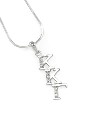 Necklace - Kappa Kappa Gamma Sterling Silver Diagonal Lavaliere With CZs