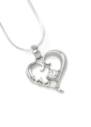 Necklace - Kappa Kappa Gamma Sterling Silver Heart Pendant With Clear CZ Crystal