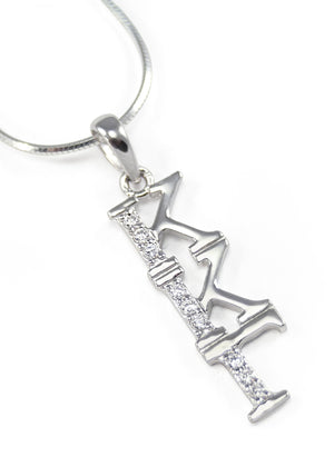 Necklace - Kappa Kappa Gamma Sterling Silver Lavaliere With Simulated Diamonds