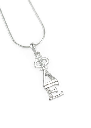 Necklace - Phi Delta Epsilon Sterling Silver Lavaliere, Set With Simulated Diamonds