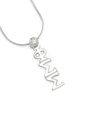 Necklace - Phi Sigma Sigma Sterling Silver Lavaliere With Clear Crystal