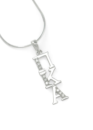 Necklace - Pi Kappa Alpha Sterling Silver Lavaliere With Simulated Diamonds
