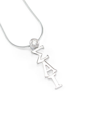 Necklace - Sigma Alpha Iota Sterling Silver Lavaliere Pendant With Swarovski Clear Crystal