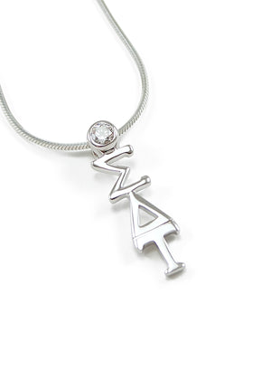 Necklace - Sigma Delta Tau Sterling Silver Lavaliere Pendant With Clear Crystal