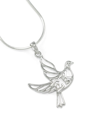 Necklace - Sigma Kappa Sterling Silver Dove Pendant With Greek Letters