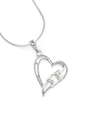 Necklace - Sigma Kappa Sterling Silver Heart Pendant With Simulated Diamonds
