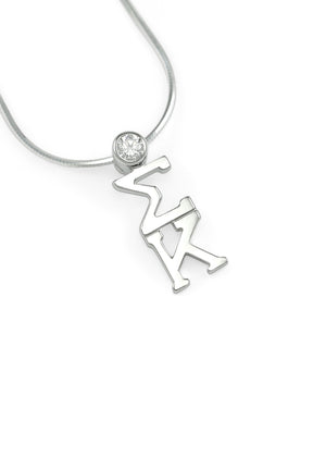Necklace - Sigma Kappa Sterling Silver Lavaliere With Clear CZ Crystal