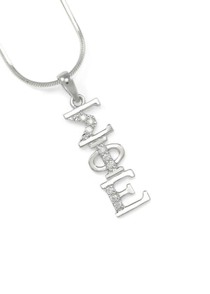Necklace - Sigma Phi Epsilon Sterling Silver Lavaliere With Simulated Diamonds