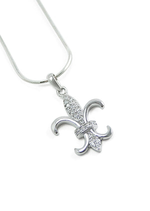 Necklace - Sterling Silver Fleur De Lis Skinny Pendant