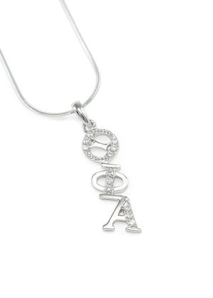 Necklace - Theta Phi Alpha Diagonal Lavaliere With Simulated Diamonds