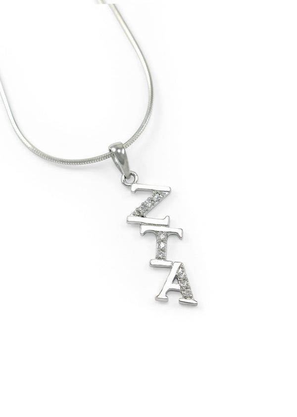 Diagonal Sterling Silver with Simulated Diamonds