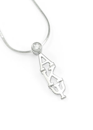 Pendant - Alpha Kappa Psi Sterling Silver Lavaliere With Clear Cz Crystal