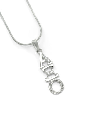 Pendant - Alpha Xi Omicron Sterling Silver Lavaliere With CZs