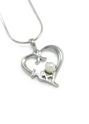 Pendant - Sigma Kappa Sterling Silver Heart Pendant With Pearl