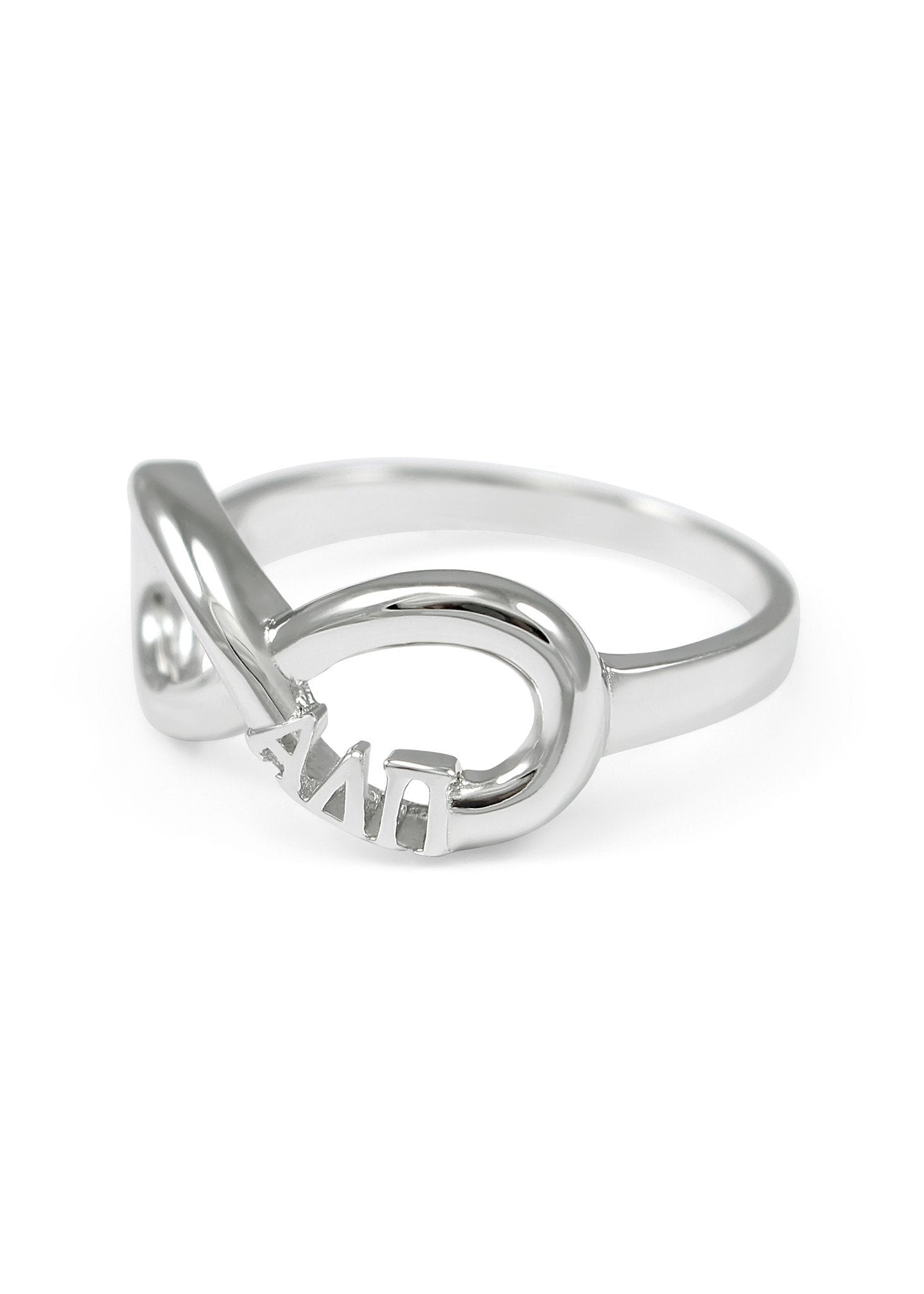 Alpha Omicron Pi Infinity Ring – Sterling Silver Sisterhood Ring For Sorority Gifts