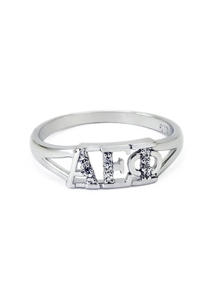 Ring - Alpha Epsilon Phi Sterling Silver Ring With Simulated Diamonds