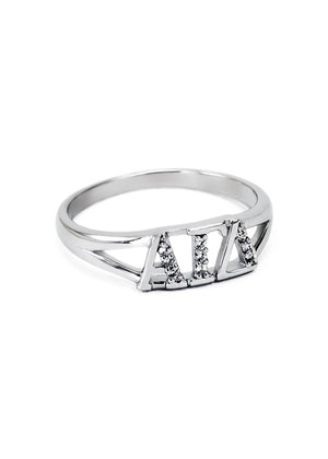 Ring - Alpha Gamma Delta Sterling Silver Ring With Simulated Diamonds