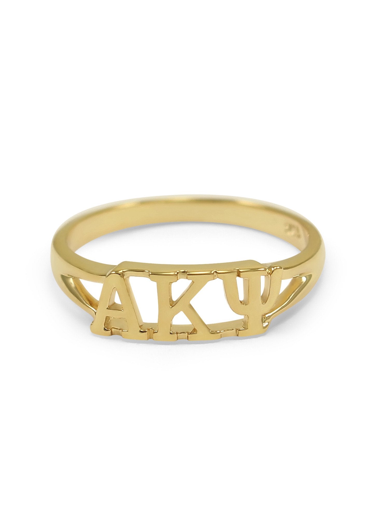 Zeta Tau Alpha Sterling Silver Ring with Pave Cubic Zirconia Greek Letters  - Greek Gear