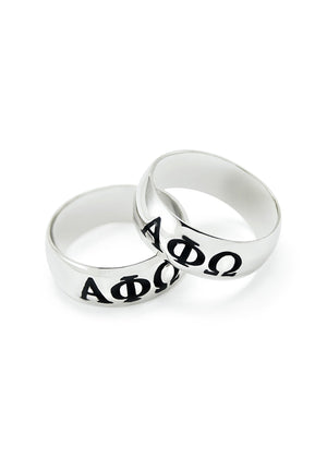 Ring - Alpha Phi Omega Sterling Silver Wide Band Ring (Men's)